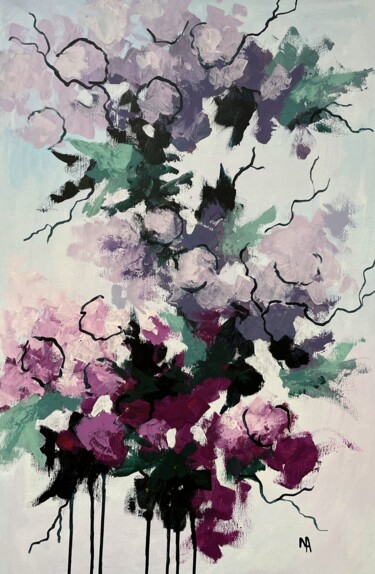 Malerei mit dem Titel "The rambler garden" von Natalie Aleksejeva (NatalieVerve), Original-Kunstwerk, Acryl Auf Keilrahmen a…