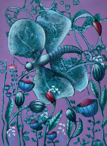 Painting titled "Flower meadow" by Natalie Aleksejeva (NatalieVerve), Original Artwork, Acrylic