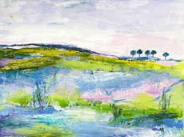 Painting titled "Evening meadow" by Natalie Aleksejeva (NatalieVerve), Original Artwork, Acrylic