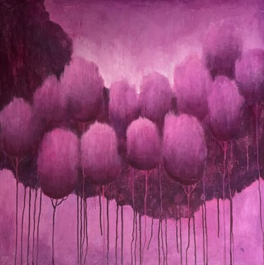 Painting titled "Magenta forest" by Natalie Aleksejeva (NatalieVerve), Original Artwork, Acrylic