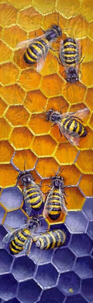 Peinture intitulée "Honeycomb 2" par Natalie Aleksejeva (NatalieVerve), Œuvre d'art originale, Huile Monté sur Châssis en bo…