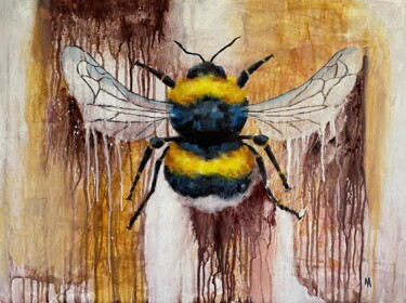 Painting titled "Bumblebee song" by Natalie Aleksejeva (NatalieVerve), Original Artwork, Acrylic