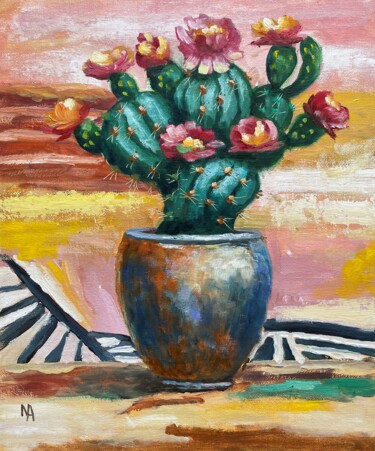 Schilderij getiteld "Cactus mania 5" door Natalie Aleksejeva (NatalieVerve), Origineel Kunstwerk, Olie