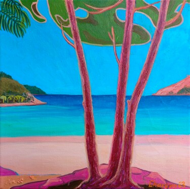 Painting titled "Nai Harn Beach. Phu…" by Natalie Bocharova (Charova), Original Artwork, Oil Mounted on Wood Stretcher frame