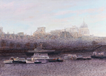 Pintura titulada "“FOGGY  LONDON”" por Natalie Levkovska, Obra de arte original, Oleo Montado en Bastidor de camilla de made…