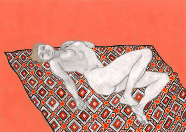 Рисунок под названием "Odalisque" - Natalie Levkovska, Подлинное произведение искусства, Гуашь
