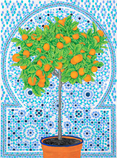Σχέδιο με τίτλο "Orange Tree" από Natalie Levkovska, Αυθεντικά έργα τέχνης, Γκουάς