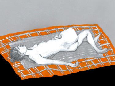 Drawing titled "Orange blanket" by Natalie Levkovska, Original Artwork, Gouache