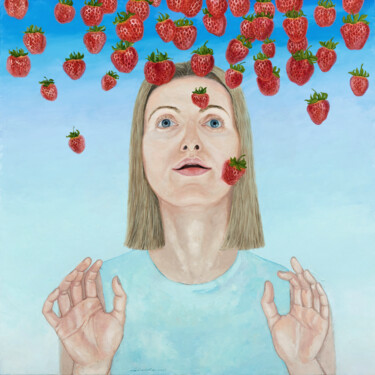 Malerei mit dem Titel "Strawberries" von Natalie Levkovska, Original-Kunstwerk, Öl