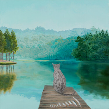 Картина под названием "Be quite" - Natalie Levkovska, Подлинное произведение искусства, Масло Установлен на Деревянная рама…