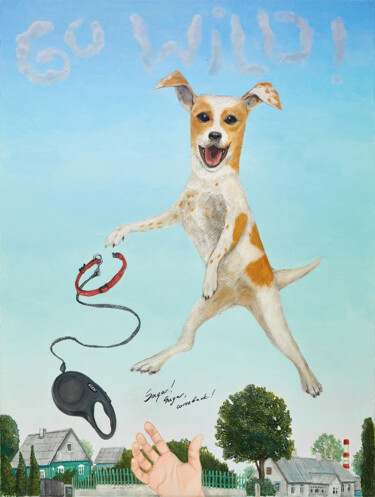 Painting titled "Go Wild!" by Natalie Levkovska, Original Artwork, Oil Mounted on Wood Stretcher frame