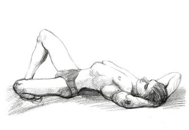 Dibujo titulada "Resting boy" por Natalie Levkovska, Obra de arte original, Grafito