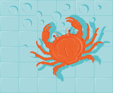Digital Arts titled "Lonely little Crab" by Natalie Levkovska, Original Artwork, 2D Digital Work