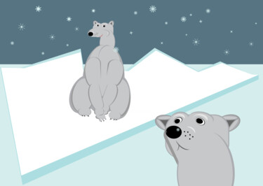 Digital Arts titled "Polar bear is looki…" by Natalie Levkovska, Original Artwork, 2D Digital Work