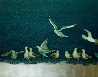 Картина под названием "Dancing on the silv…" - Natalie Levkovska, Подлинное произведение искусства, Масло