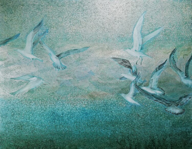 Картина под названием "Spring Snowstorm" - Natalie Levkovska, Подлинное произведение искусства, Масло