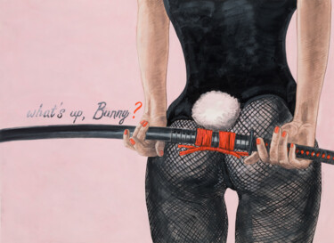 Dessin intitulée "What’s up, Bunny?" par Natalie Levkovska, Œuvre d'art originale, Gouache