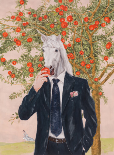 Dessin intitulée "Unicorn and Eden Ap…" par Natalie Levkovska, Œuvre d'art originale, Gouache
