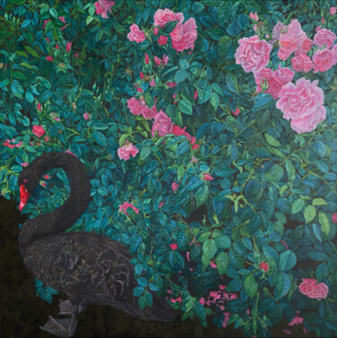 Schilderij getiteld "Black Swan Appearan…" door Natalie Levkovska, Origineel Kunstwerk, Olie