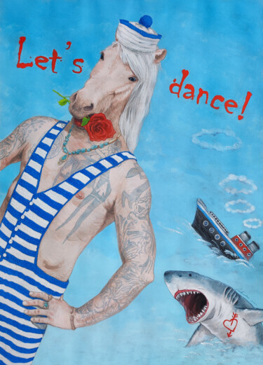 Рисунок под названием "Let's dance!" - Natalie Levkovska, Подлинное произведение искусства, Гуашь