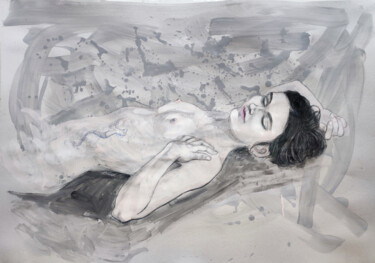 Rysunek zatytułowany „Eva resting” autorstwa Natalie Levkovska, Oryginalna praca, Gwasz