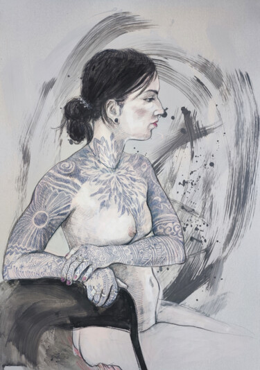 Рисунок под названием "Greta the Queen of…" - Natalie Levkovska, Подлинное произведение искусства, Гуашь