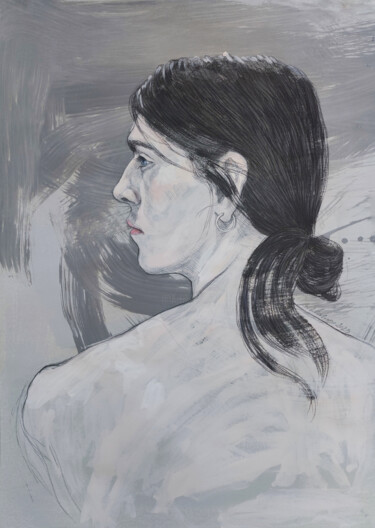 Zeichnungen mit dem Titel "Portraiture of Ben" von Natalie Levkovska, Original-Kunstwerk, Gouache
