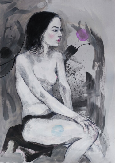 图画 标题为“Carina in Gray” 由Natalie Levkovska, 原创艺术品, 彩画