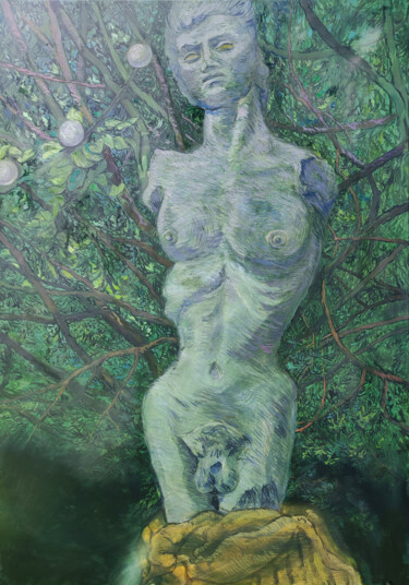 Картина под названием "Spook of the old pa…" - Natalie Levkovska, Подлинное произведение искусства, Масло Установлен на Дере…