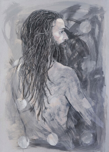 "Man with dreadlocks" başlıklı Resim Natalie Levkovska tarafından, Orijinal sanat, Zamklı boya