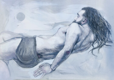 Rysunek zatytułowany „Ignace's Flight” autorstwa Natalie Levkovska, Oryginalna praca, Tempera
