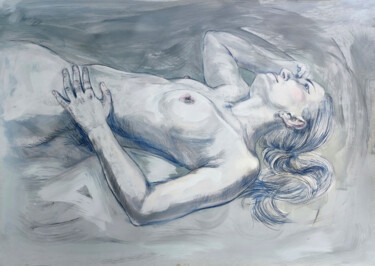 Dessin intitulée "Eva Dreaming" par Natalie Levkovska, Œuvre d'art originale, Tempera