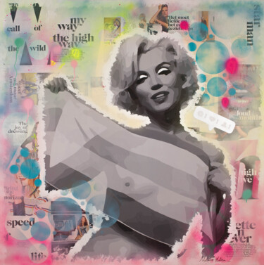Collages intitolato "M In My Wet Dream" da Natalie Otalora, Opera d'arte originale, Collages Montato su Telaio per barella i…