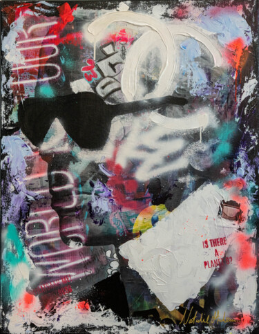 Collages titulada "Karl in the City Li…" por Natalie Otalora, Obra de arte original, Acrílico Montado en Bastidor de camilla…