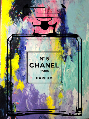Painting titled "Chanel Huele a copa…" by Natalie Otalora, Original Artwork, Acrylic Mounted on Wood Stretcher frame