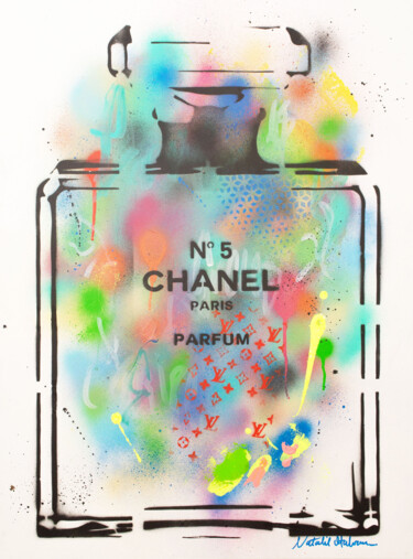 Painting titled "Chanel Electric Vib…" by Natalie Otalora, Original Artwork, Acrylic Mounted on Wood Stretcher frame