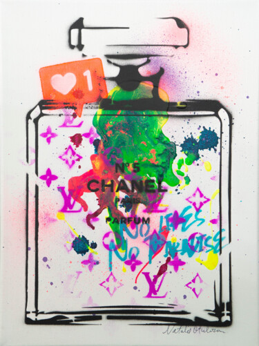 Painting titled "Chanel No likes no…" by Natalie Otalora, Original Artwork, Acrylic Mounted on Wood Stretcher frame