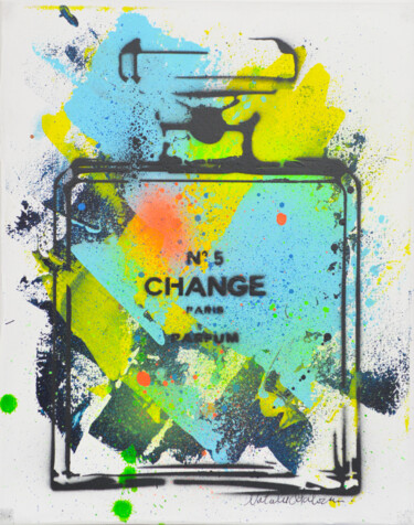 Painting titled "Chanel change cubic…" by Natalie Otalora, Original Artwork, Acrylic Mounted on Wood Stretcher frame