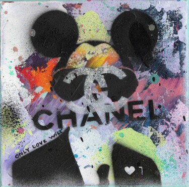 Pintura intitulada "Mickey Only Love Wi…" por Natalie Otalora, Obras de arte originais, Tinta spray