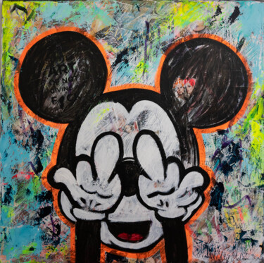Painting titled "Mickey Rebellious D…" by Natalie Otalora, Original Artwork, Acrylic Mounted on Wood Stretcher frame