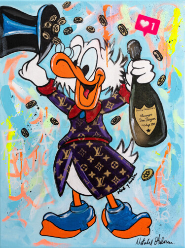 Painting titled "Scrooge McDuck's To…" by Natalie Otalora, Original Artwork, Acrylic Mounted on Wood Stretcher frame