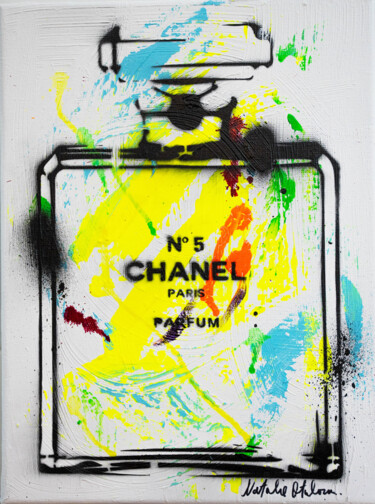 Pintura intitulada "CHANEL PIÑA COLADA" por Natalie Otalora, Obras de arte originais, Acrílico Montado em Armação em madeira