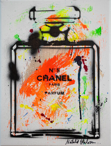 Malarstwo zatytułowany „CHANEL TROPICAL BAY…” autorstwa Natalie Otalora, Oryginalna praca, Akryl Zamontowany na Drewniana ra…
