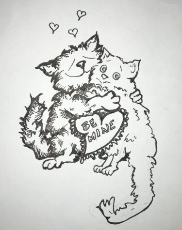 Drawing titled "Animal love" by Natalie Roy, Original Artwork, Ink
