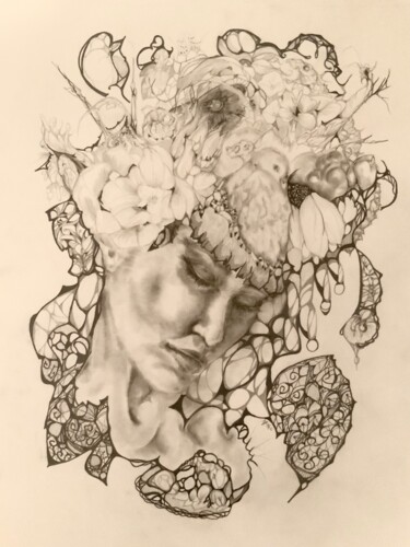 Disegno intitolato "Spring maiden" da Natalie Roy, Opera d'arte originale, Matita