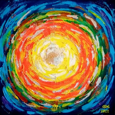 Painting titled ",, The sun,," by Natalie Rybka, Original Artwork, Oil Mounted on Wood Stretcher frame