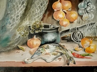 Painting titled ",, Fishing,," by Natalie Rybka, Original Artwork, Oil