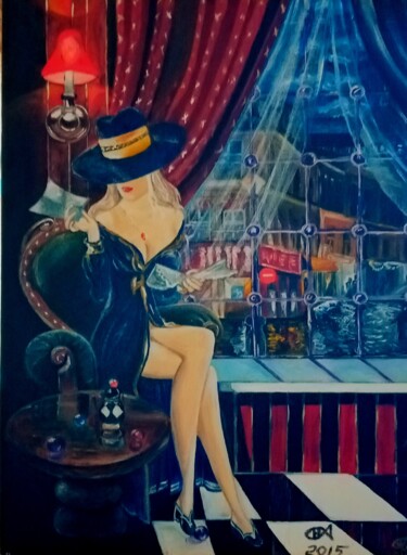 Painting titled ",, Intrigue,," by Natalie Rybka, Original Artwork, Oil Mounted on Cardboard