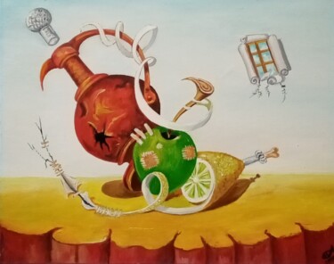 Painting titled ",, Fantasy,," by Natalie Rybka, Original Artwork, Oil Mounted on Wood Stretcher frame