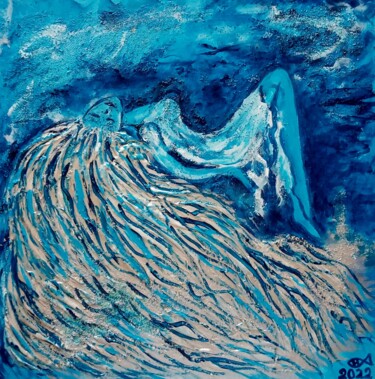 Painting titled ",, Flyig waves ,," by Natalie Rybka, Original Artwork, Oil Mounted on Wood Stretcher frame